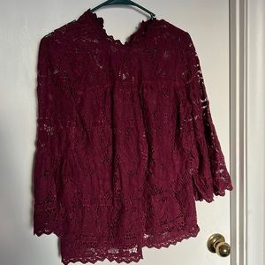 Lace Blush Wine 3 button - 3/4 sleeve